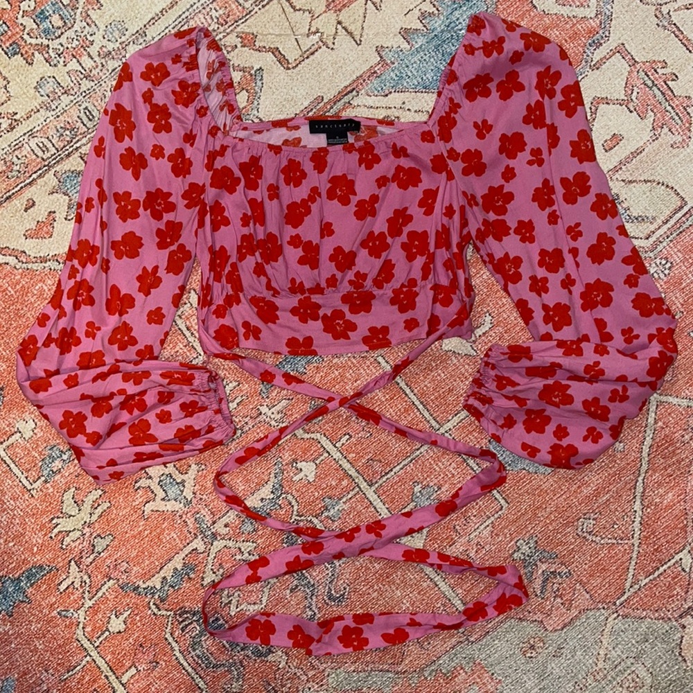 Long Sleeve Cropped Floral Sanctuary Top